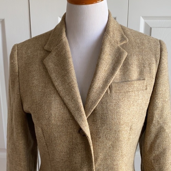 Ralph Lauren Tan Wool Blazer With Horse Buttons Size 10P - Picture 2 of 13